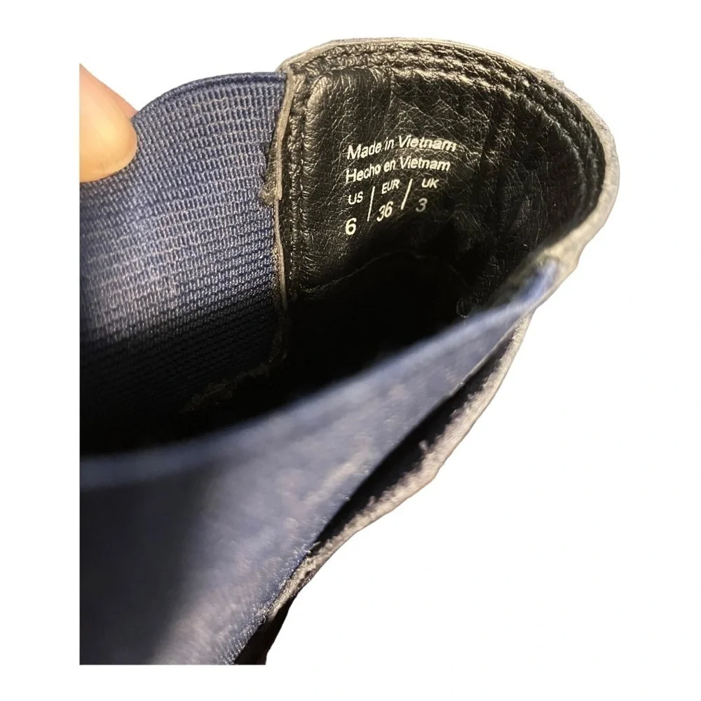Aldo Booties 3” Block Heel Blue Grey Suede Size 6 Almond Toe